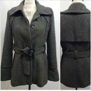 Merona Black and Grey Belted Peacoat
